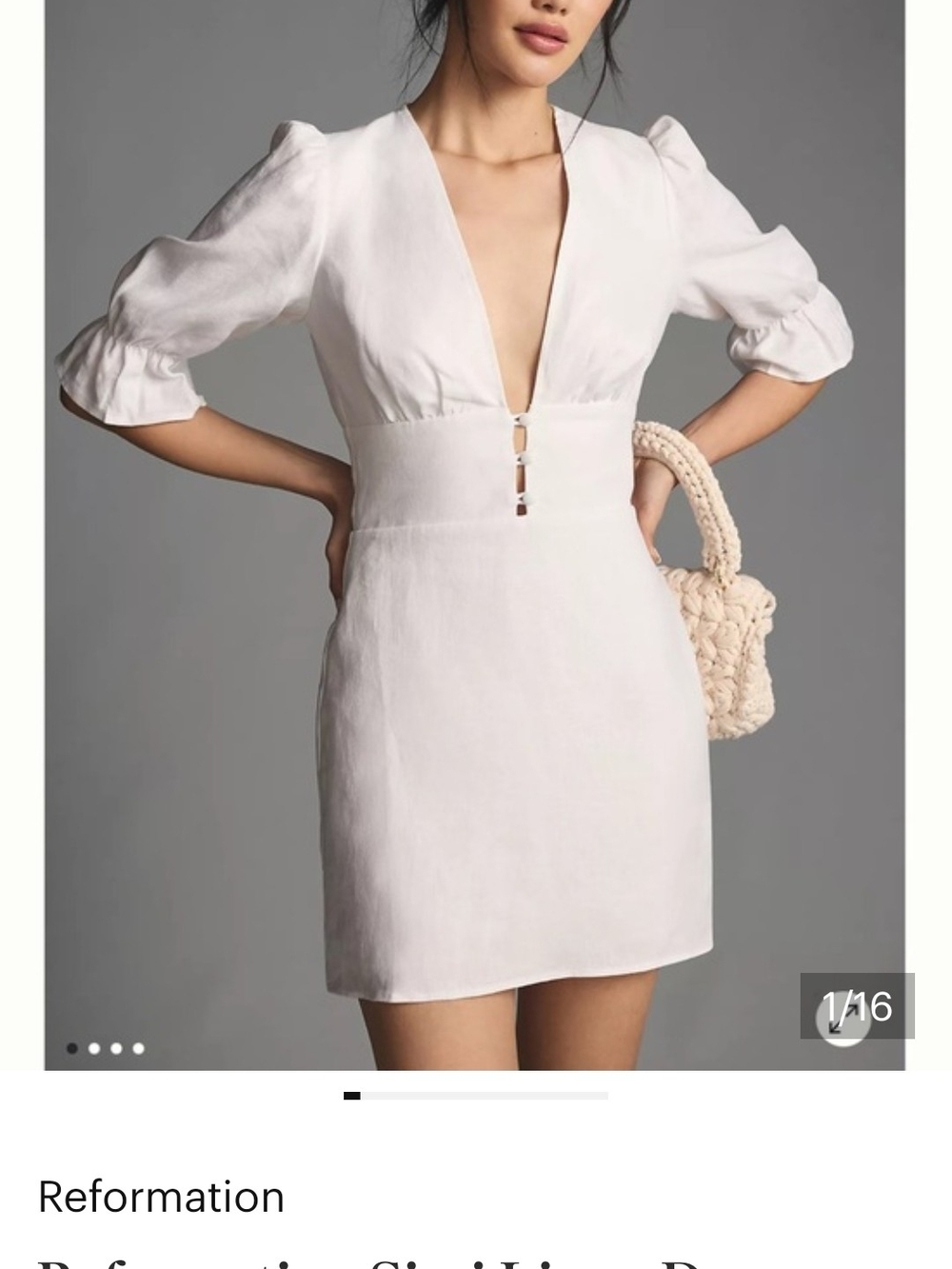 Reformation Simi White Plunge V-Neck Mini Dress